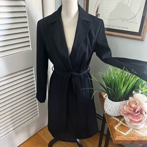 NEXT Womens Trench Coat Black Belted Outdoor Dark Academia Classic UK 10 US 6